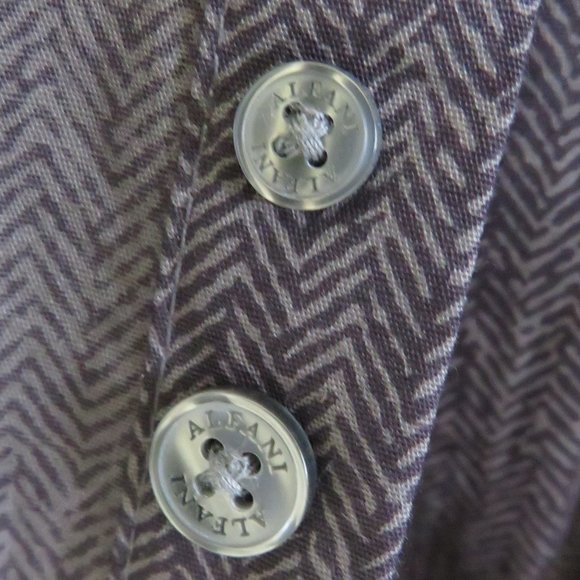 Alfani* Men's‎ Long Sleeve Button Down Curved Hem Zig Zag Design Shirt~ Large - Picture 5 of 12